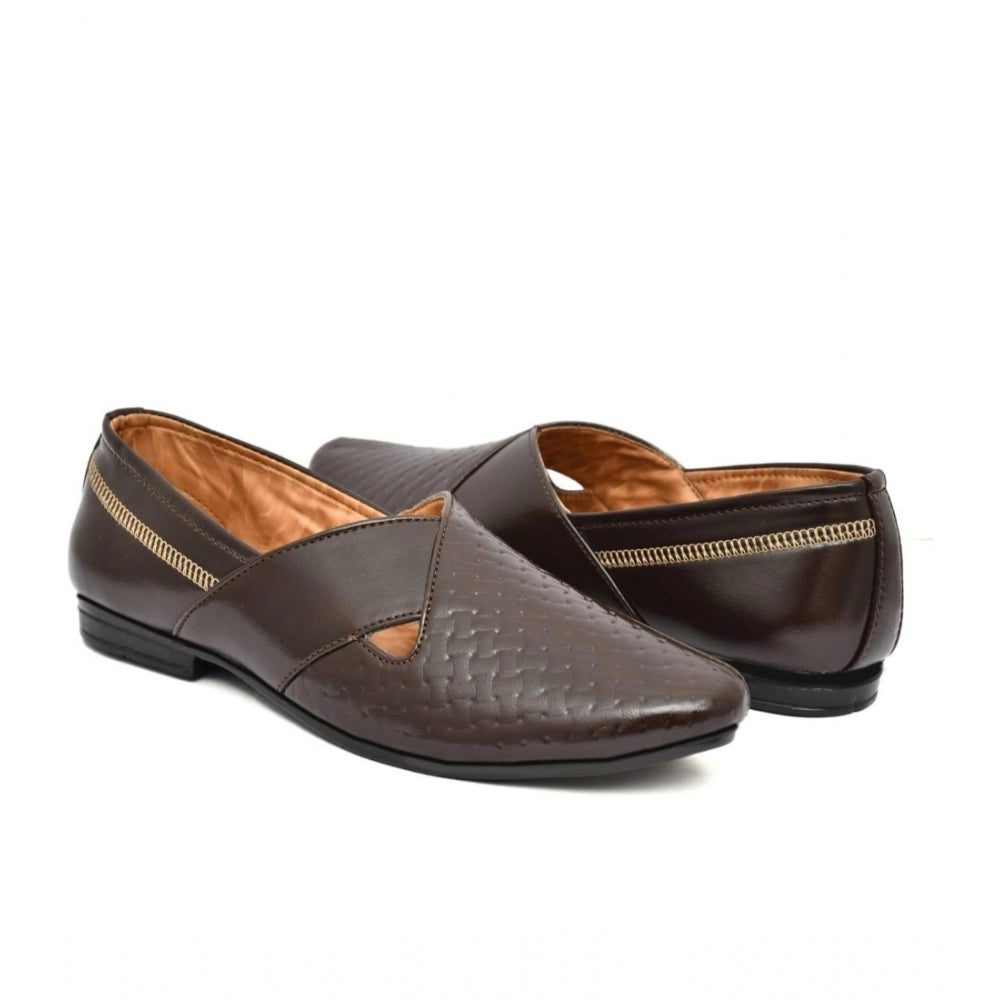 HD Men's Faux Leather Formal Shoes (Brown)