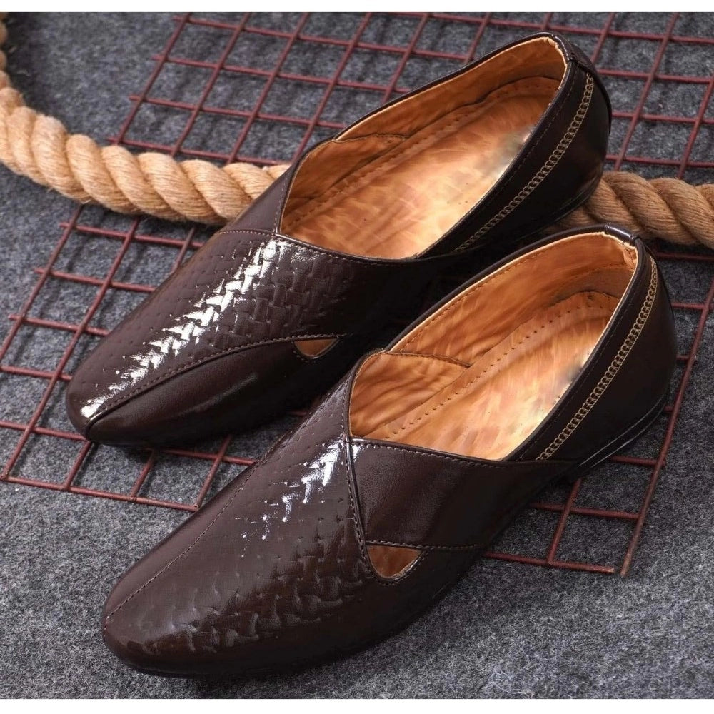 HD Men's Faux Leather Formal Shoes (Brown)