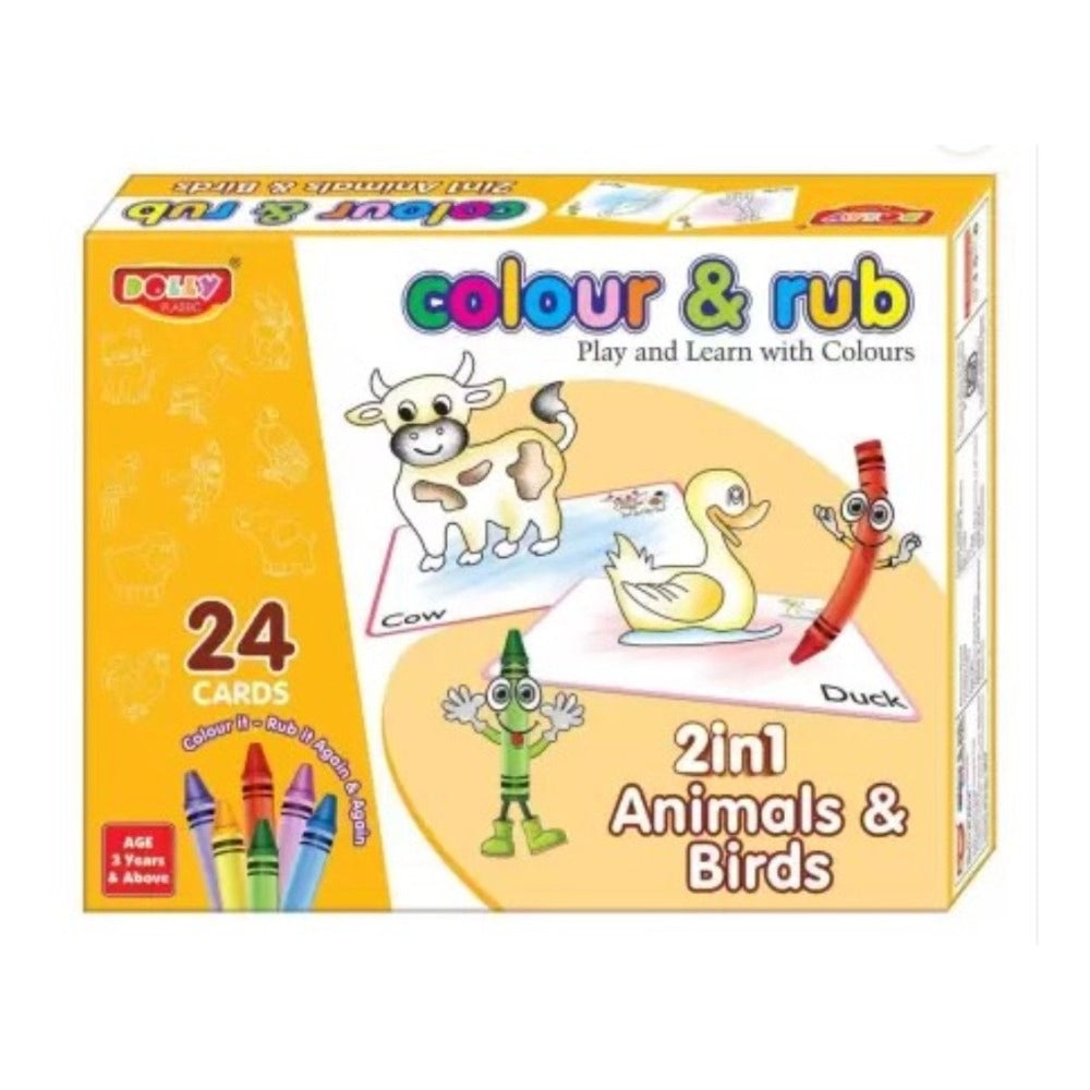 Birds Colour And Rub With 24 Cards-2 in 1 Animals| Cardboard | Educational Toys | 3+ Years