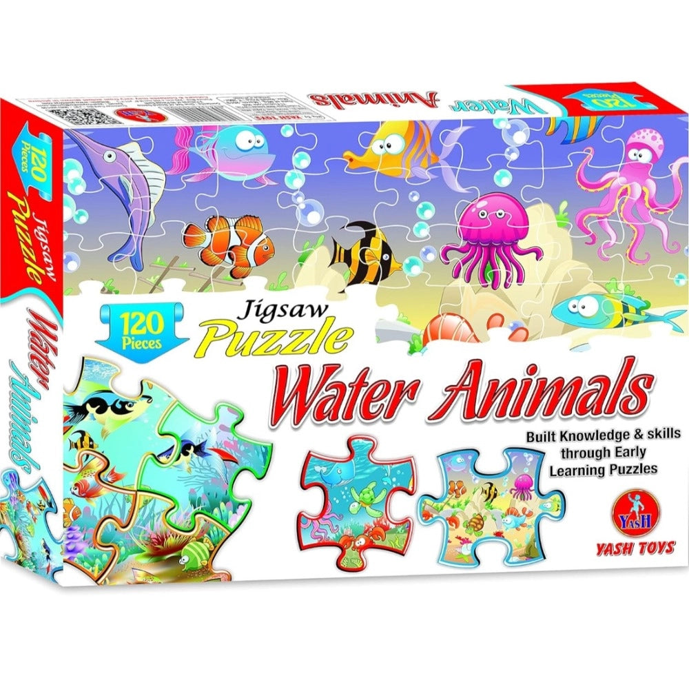 Jigsaw Puzzle Water Animals Set -  120_Pcs | Cardboard | Educational Toys | 4+ Years