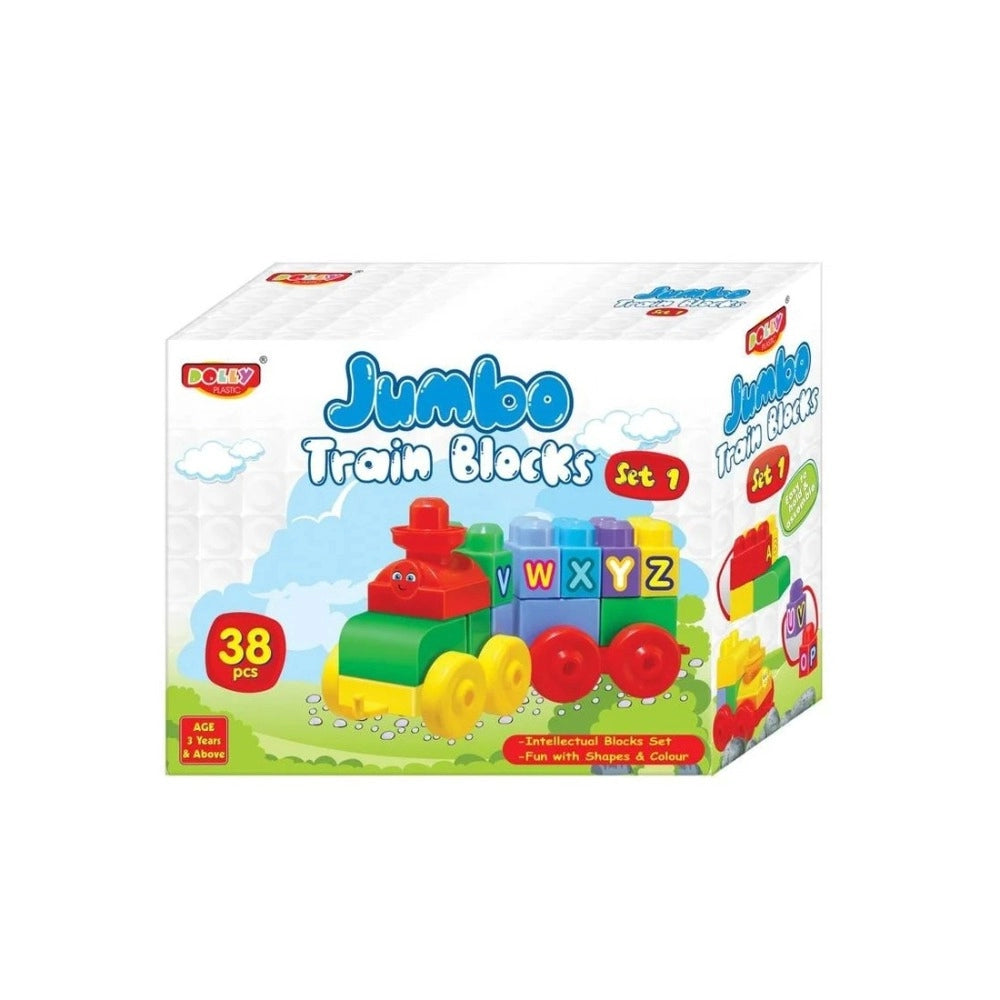 Jumbo Train Blocks 38_Pcs Set | ‎Plastic | Educational Toys | 3+ Years