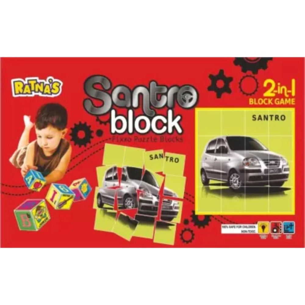 Santro Puzzle And Blocks -  2 In 1 | Cardboard | Educational Toys | 3+ Years