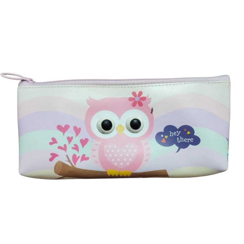 Pack Of_2 Owl C Artoon Printed Pencil Poch |   Canvas  |   Stationery | 3+ Years