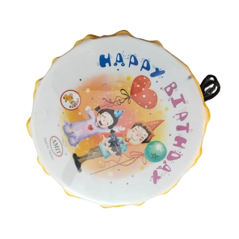 Happy Birtay Theme Printed Musical Dhol | Plastic Toys| 6+ Months