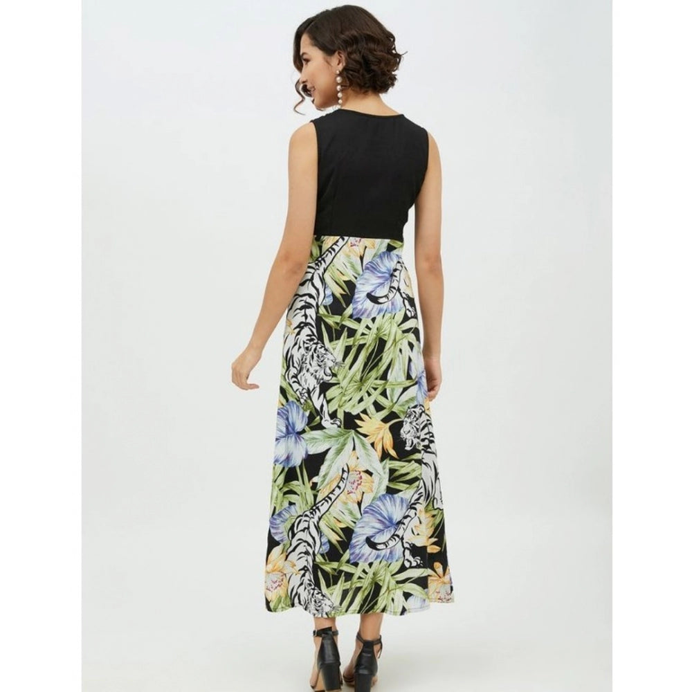 HD Women's Rayon Floral Sleeveless Calf-length Dress (Multicolor)