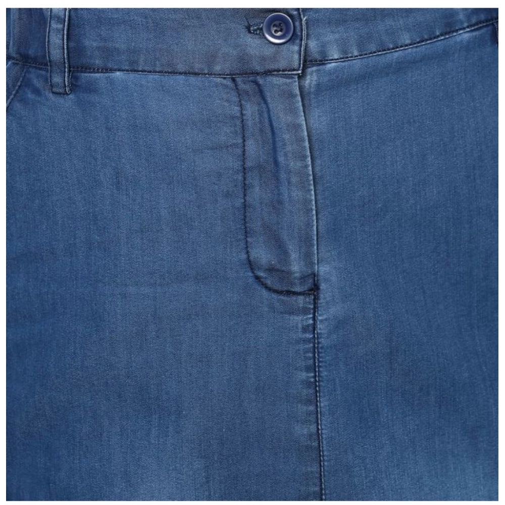 HD Women's Denim Washed Buttoned Skirt (Blue)