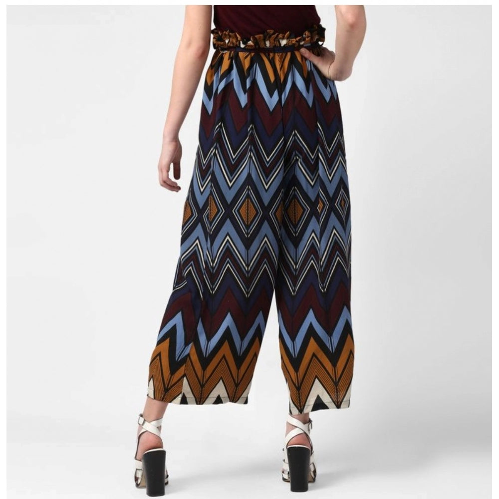 HD Women's Polyester Chevron Elasticated Trousers (Multicolor)