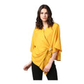 HD Women's Polyester Solid Cape Sleeve Top (Yellow)