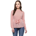 HD Women's Polyester Solid Long Sleeves Regular Top (Pink)