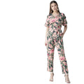 HD Women's Polyester Floral Half Sleeve Jumpsuit (Pink)