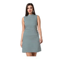 HD Women's Polyester Striped Sleeveless Above Knee Dress (Green)