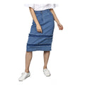 HD Women's Denim Washed Buttoned Skirt (Blue)