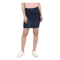 HD Women's Denim Stitching Pattern Buttoned Skirt (Blue)