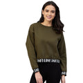HD Women's Fleece Solid Long Sleeves Sweatshirt (Olive)