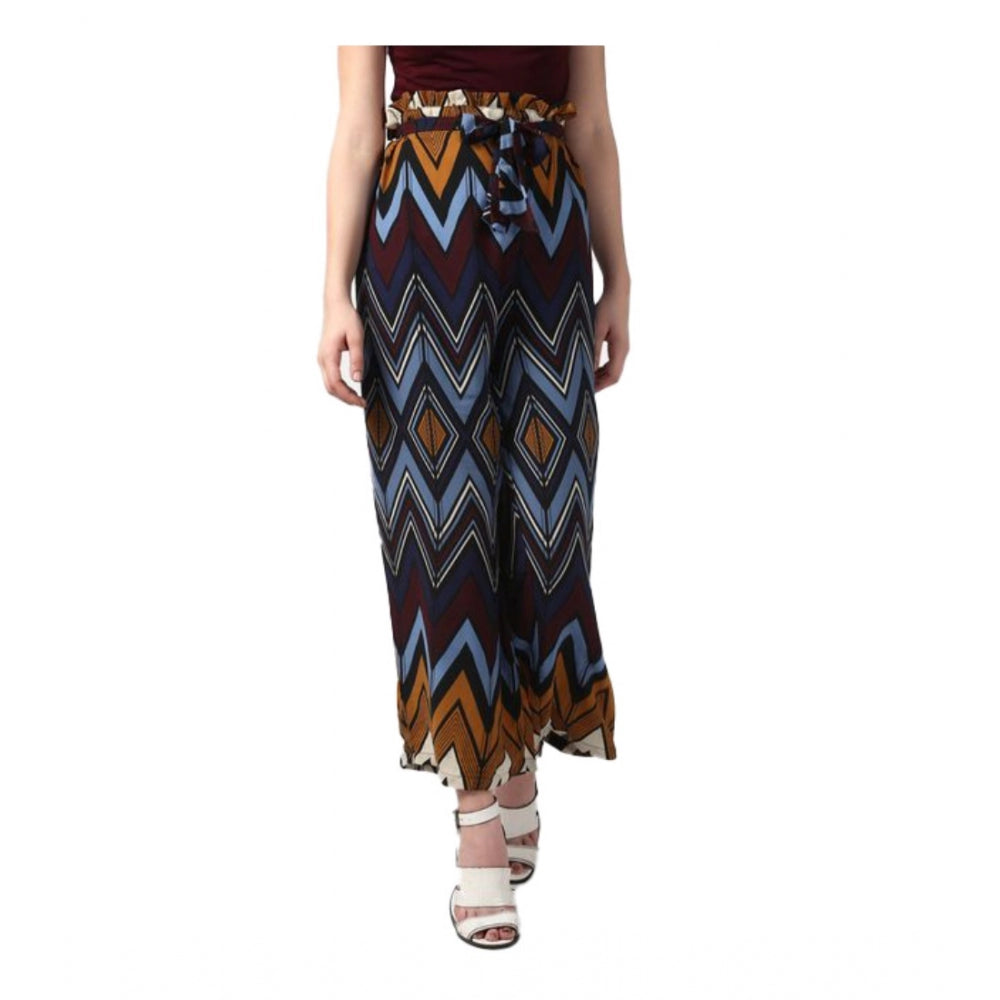 HD Women's Polyester Chevron Elasticated Trousers (Multicolor)