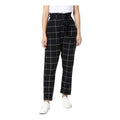 HD Women's Polyester Checkered Elasticated Trousers (Black - White)