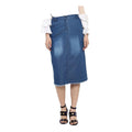 HD Women's Denim Washed Buttoned Skirt (Blue)