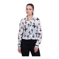 HD Women's Polyester Printed Long Sleeves Standard Length Shirt (White)