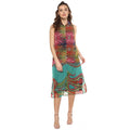 HD Women's Polyester Floral Sleeveless Below Knee Dress (Multicolor)