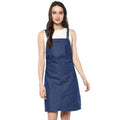 HD Women's Denim Solid Shoulder Straps Above Knee Dress (Blue)