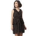 HD Women's Polyester Peplum Sleeveless Above Knee Dress (Black)