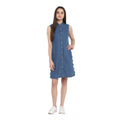 HD Women's Denim Solid Sleeveless Above Knee Dress (Blue)