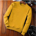 HamariDookan Men's Casual Fleece Solid Round Neck Long Sleeves Sweatshirt (Orange)