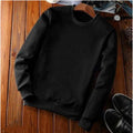 HamariDookan Men's Casual Fleece Solid Round Neck Long Sleeves Sweatshirt (Black)