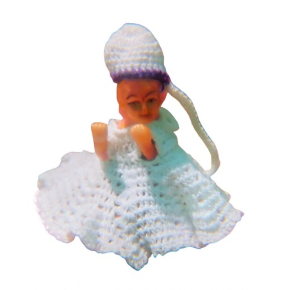 Laddu Gopal Tharad Dress Size: 0 To 6 (White-Lavender)