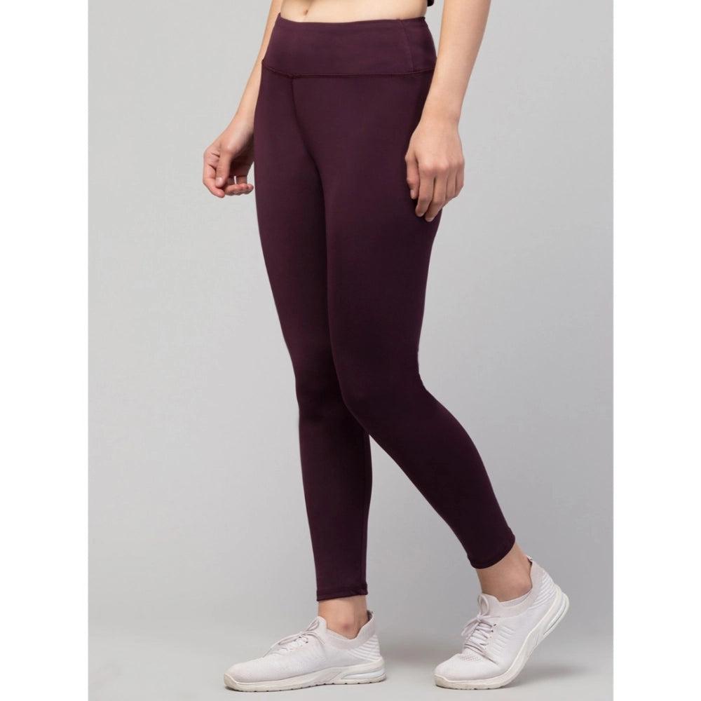 HD Women's Polyester Solid Ankle Length High-Rise Tights (Purple)