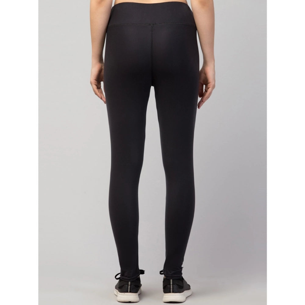 HD Women's Polyester Solid Ankle Length High-Rise Tights (Black)