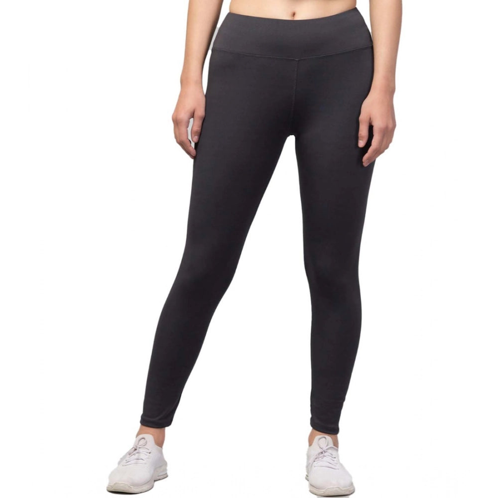 HD Women's Polyester Solid Ankle Length High-Rise Tights (Grey)