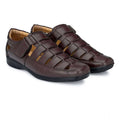 HD Men's Casual Faux Leather Solid Velcro Sandal (Brown)