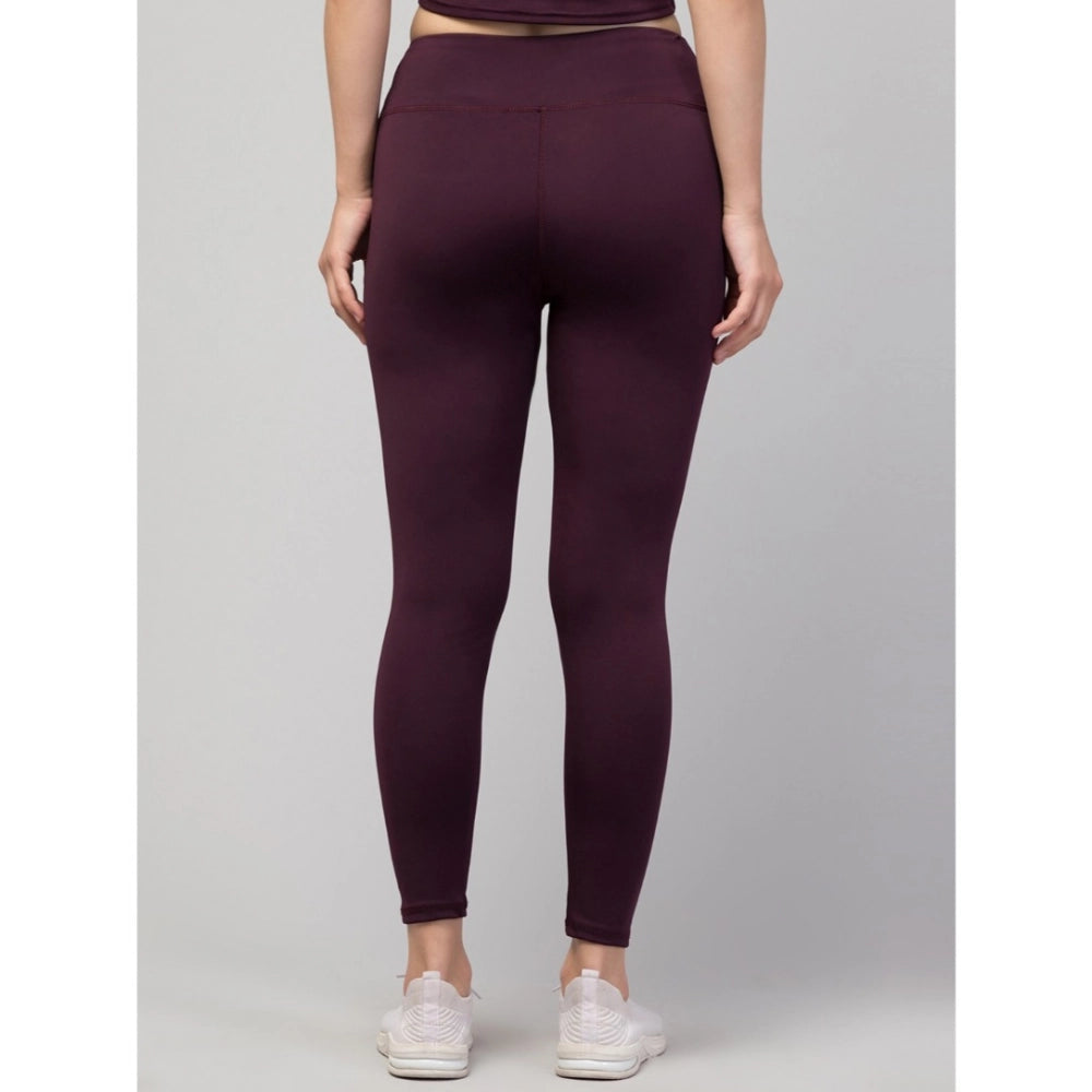 HD Women's Polyester Solid Ankle Length High-Rise Tights (Purple)