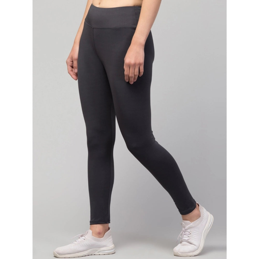 HD Women's Polyester Solid Ankle Length High-Rise Tights (Grey)