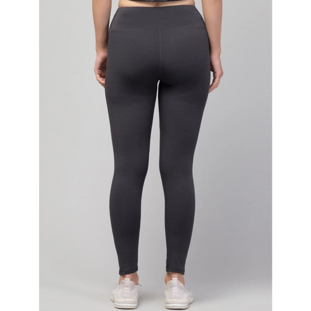 HD Women's Polyester Solid Ankle Length High-Rise Tights (Grey)