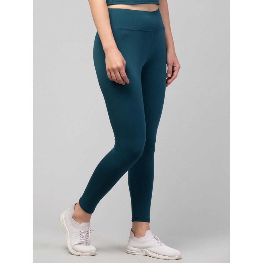 HD Women's Polyester Solid Ankle Length High-Rise Tights (Green)