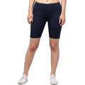 HD Women's Polyester Solid Above Knee High-Rise Shorts (Navy)