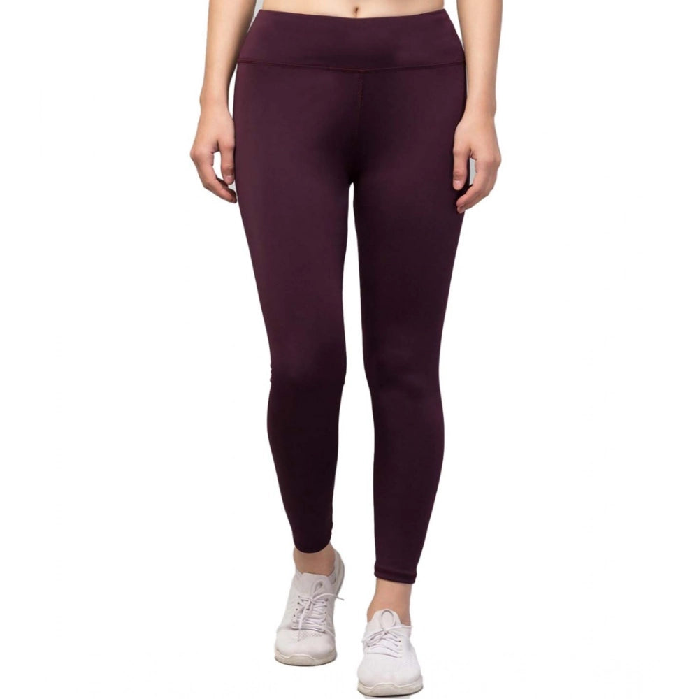 HD Women's Polyester Solid Ankle Length High-Rise Tights (Purple)