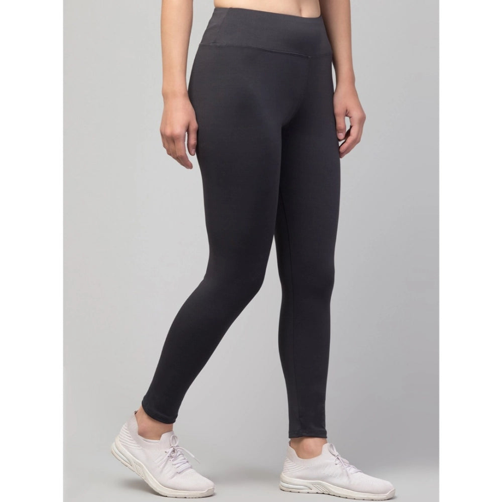 HD Women's Polyester Solid Ankle Length High-Rise Tights (Grey)