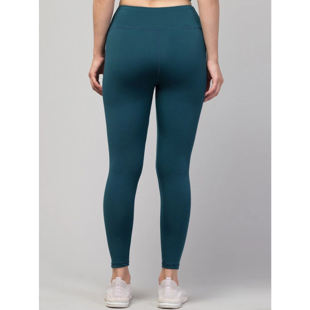 HD Women's Polyester Solid Ankle Length High-Rise Tights (Green)