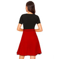 HD Women's Knitting stretchable Solid Round Neck Cap Sleeve Dress (Red)