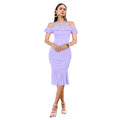 HD Women's Knitting stretchable Solid Round Neck Sleeveless Dress (Purple)