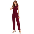 HD Women's Knitting stretchable Solid Round Neck Sleeveless Jumpsuit (Maroon)
