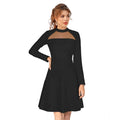 HD Women's Knitting stretchable Solid Round Neck Full Sleeve Dress (Black)