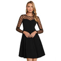 HD Women's Knitting stretchable Solid Round Neck Full Sleeve Dress (Black)