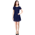 HD Women's Rasal Solid Round Neck Cap Sleeve Dress (Blue)