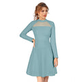 HD Women's Knitting stretchable Solid Round Neck Full Sleeve Dress (Pista)