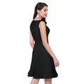 HD Women's Polyester Solid Round Neck Sleeveless Dress (Black)