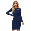 HD Women's Knitting stretchable Solid Round Neck Full Sleeve Dress (Blue )